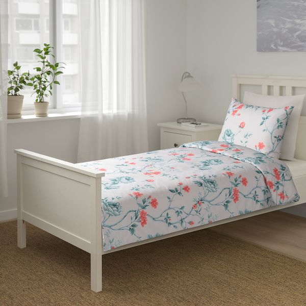 Пододеяльник и 1 наволочка, цветок/бежевый 150x200/50x70 см IKEA SKÄCKMAL СКЭККМАЛ 905.198.37 - схема-чертеж с размерами