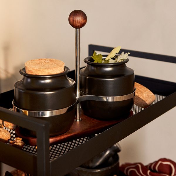 Подставка для банок, бутылок, грецкий орех, сталь IKEA KRÖSAMOS 005.318.10 - фото 4