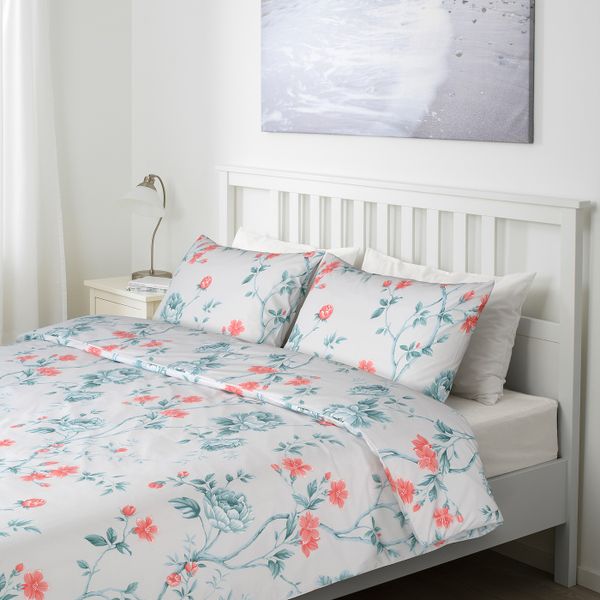 Пододеяльник и 2 наволочки, цветок/бежевый 200x200/50x70 см IKEA SKÄCKMAL СКЭККМАЛ 105.198.36 - схема-чертеж с размерами