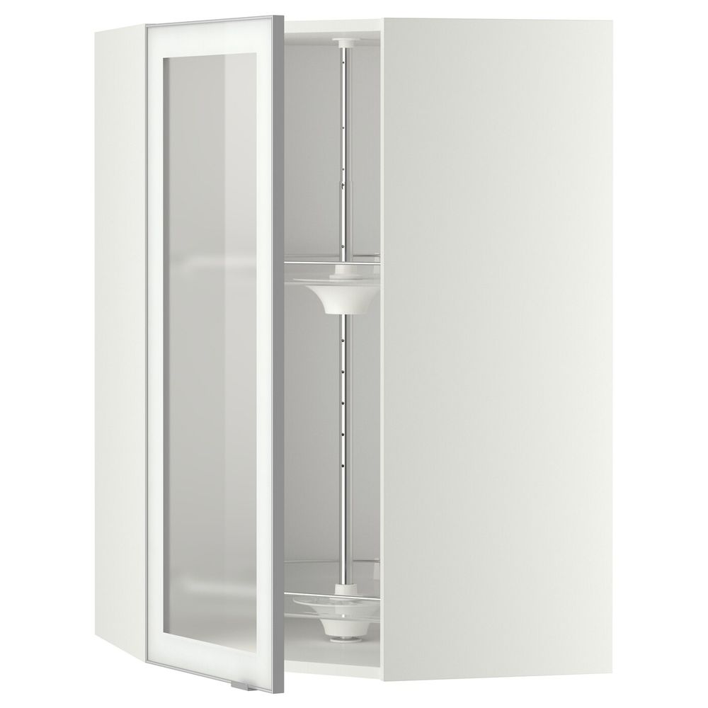 Угловой навесной шкаф с вращающейся секция, стеклянная дв, белый/Ютис матовое стекло 68x100 см IKEA METOD МЕТОД 592.384.15 - фото 1