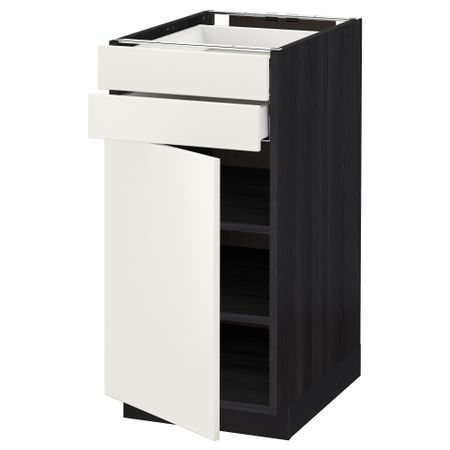 Напольный шкаф с дверцей, 2 ящиками МЕТОД / МАКСИМЕРА, черный, Веддинге белый