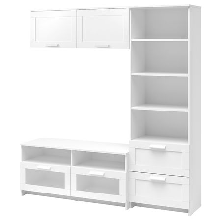 Шкаф для ТВ, комбинация, белый 180x41x190 см IKEA BRIMNES БРИМНЭС 193.966.47