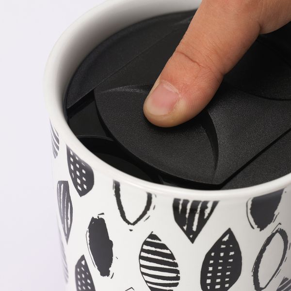 Дорожная кружка, белый, черный 45 сл IKEA OSKADD ОСКАДД 904.607.52 - схема-чертеж с размерами