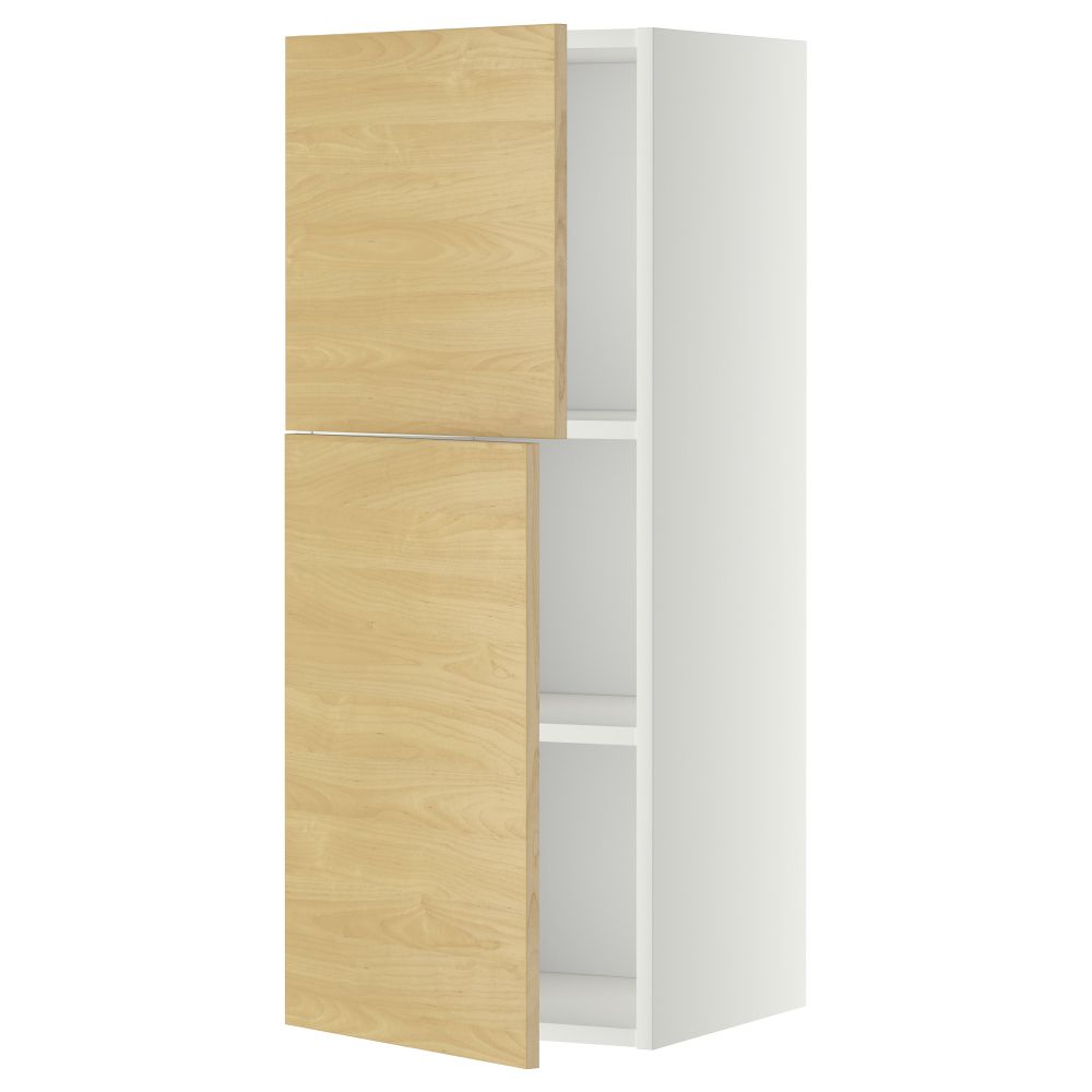 Навесной шкаф с полками, 2 дверцы МЕТОД, белый, Тингсрид береза - схема-чертеж с размерами