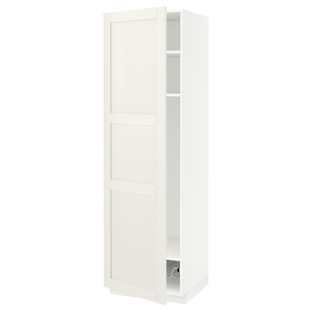 Высокий шкаф с полками, проволочные корзин, белый/Сэведаль белый 60x60x200 см IKEA METOD МЕТОД 094.459.45 - фото 1