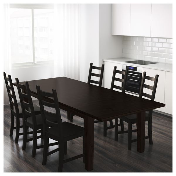 Раздвижной стол СТУРНЭС, коричнево-чёрный (201/247/293x105 см) - фото 3