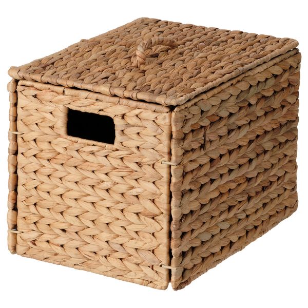 Коробка с крышкой, водный гиацинт 35x25x25 см IKEA INSVEP ИНСВЕП 604.768.01 - фото 1