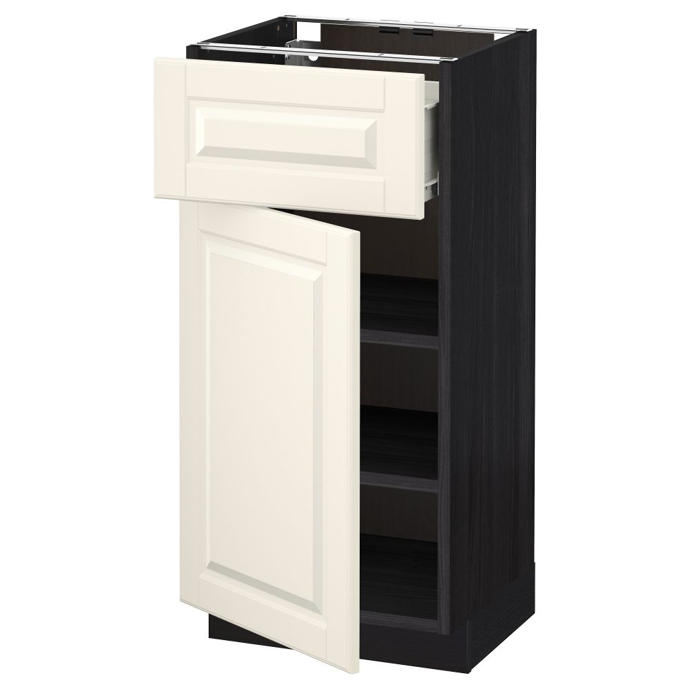 Напольный шкаф с ящиком, дверью МЕТОД / ФОРВАРА, черный, Будбин белый с оттенком - схема-чертеж с размерами