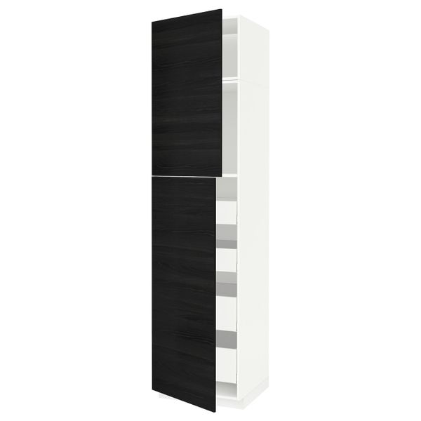 Высокий шкаф/2дверцы/4ящика, белый, Тингсрид черный 60x60x240 см IKEA МЕТОД / МАКСИМЕРА 393.578.24 - схема-чертеж с размерами