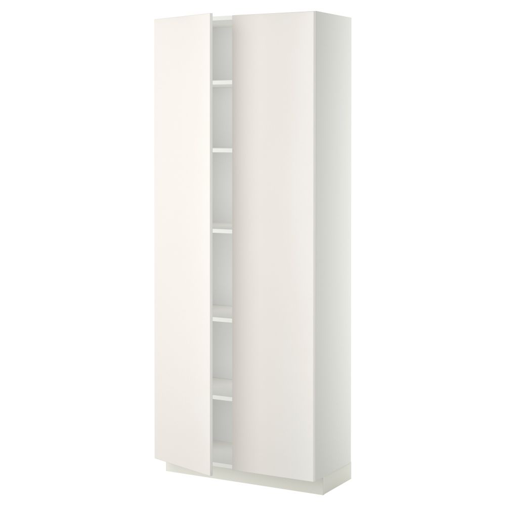 Высокий шкаф с полками, белый, Veddinge белый, 80x37x200 см IKEA METOD МЕТОД 194.667.01 - фото 1