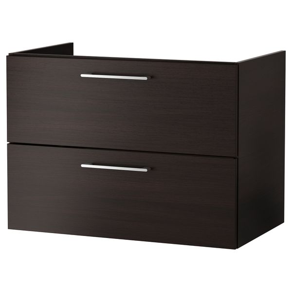 Шкаф для раковины с 2 ящиками ГОДМОРГОН, черно-коричневый - фото 1