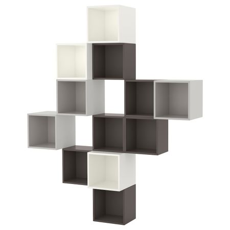 Комбинация настенных шкафов, белый, темно-серый/светло-серый 175x35x210 см IKEA EKET ЭКЕТ 691.891.55