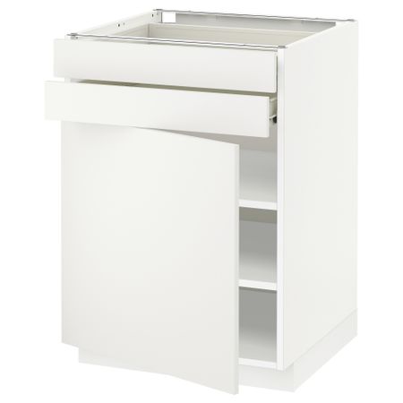 Напольный шкаф с дверцей, 2 ящиками МЕТОД / ФОРВАРА, белый, Хэггеби белый
