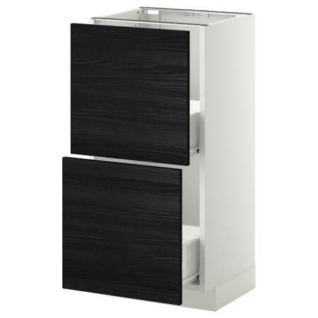 Напольный шкаф с 2 ящиками МЕТОД / ФОРВАРА, белый, Тингсрид черный
