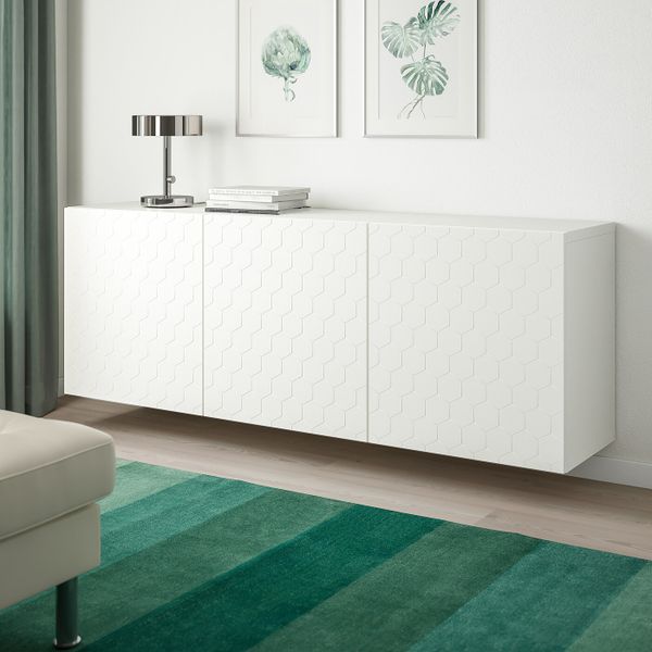 Комбинация настенных шкафов, белый/вассвикен белый 180x42x64 см IKEA БЕСТО 593.017.27 - схема-чертеж с размерами