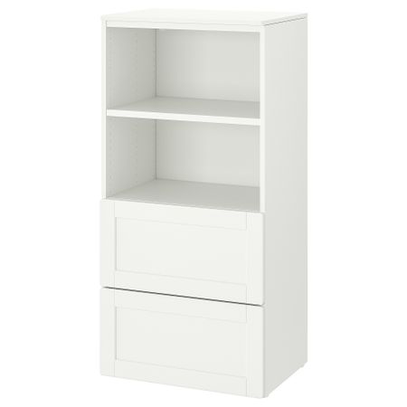 Стеллаж, белый с рамой, с 2 ящиками, 60x42x123 см IKEA PLATSA ПЛАТСАA ПЛАТСА, SMÅSTAD СМОСТАД 094.208.84