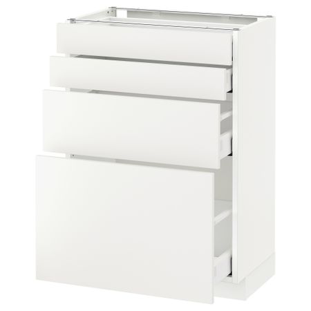 Напольный шкаф 4 фронтальных панели, 4 ящика МЕТОД / МАКСИМЕРА, белый, Хэггеби белый
