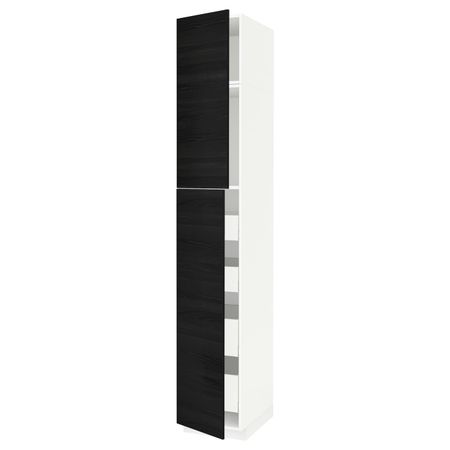 Высокий шкаф/2дверцы/4ящика, белый, Тингсрид черный 40x60x240 см IKEA МЕТОД / МАКСИМЕРА 293.646.79