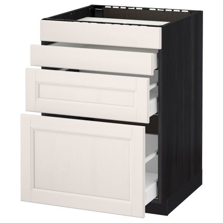 Напольный шкаф для духовки, 4фасада, 3 ящика МЕТОД / МАКСИМЕРА, черный, Лаксарби белый