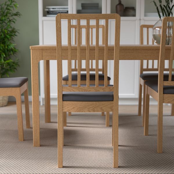 Стул, под дуб, Hakebo темно-серый IKEA EKEDALEN ЛЕН ЭКЕДАЛЕН 194.881.09 - фото 4