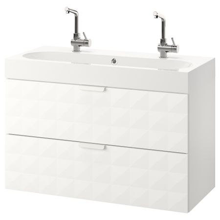 Шкаф для раковины с 2 ящиками ГОДМОРГОН / БРОВИКЕН, Решён белый (100x48x68 см)