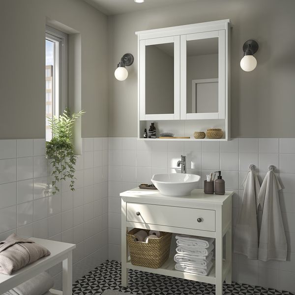 HEMNES / VÄSTERSJÖN Шкаф с ящиком/раковина/смеситель - белый 82x48x90 см - фото 2