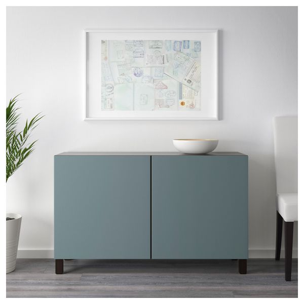 Комбинация для хранения с дверцами БЕСТО, черно-коричневый, Вальвикен серо-бирюзовый - схема-чертеж с размерами