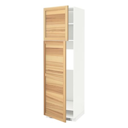 Высокий шкаф для холодильника/2дверцы, белый/Торхэмн ясень 60x60x200 см IKEA METOD МЕТОД 294.446.81