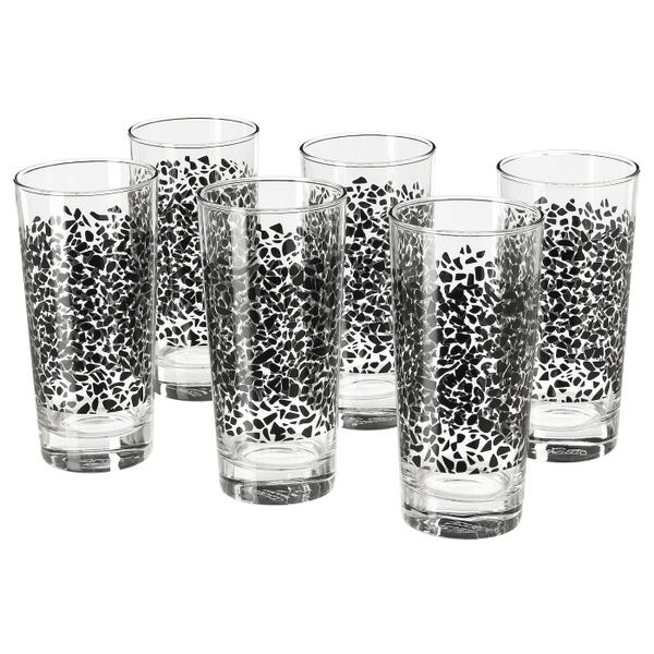 Стакан, черный, с рисунком, 40 сл 6 шт IKEA ВОРКУЛ 303.983.48 - фото 1