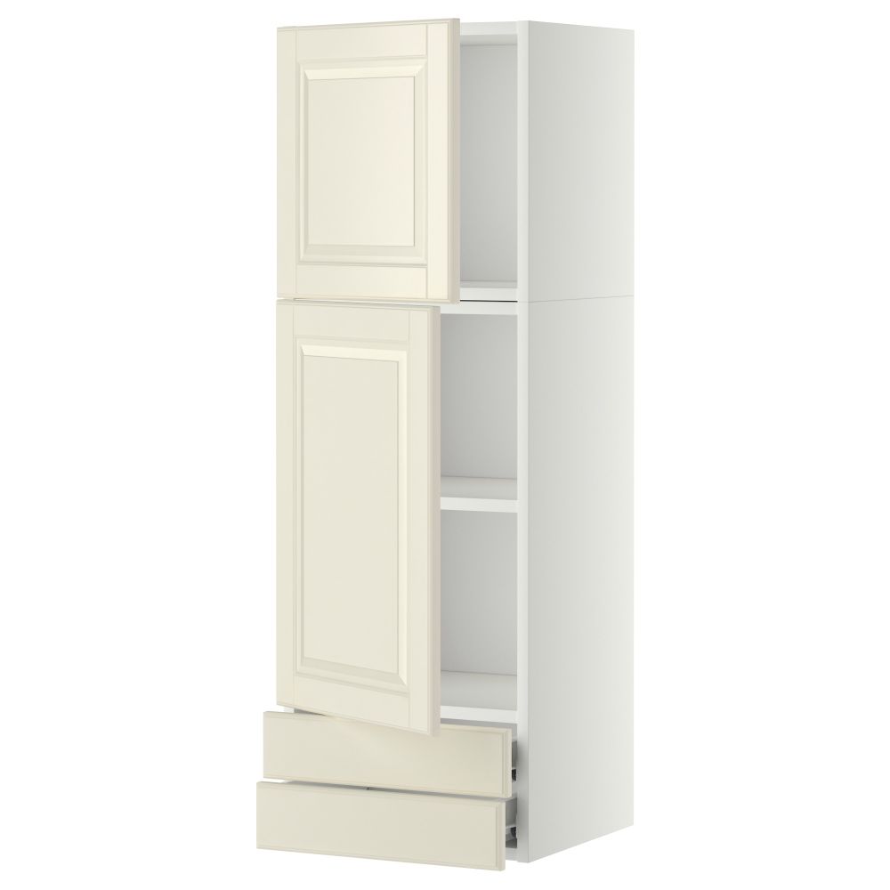 Навесной шкаф, 2 дверцы, 2 ящика МЕТОД / ФОРВАРА, белый, Будбин белый с оттенком - фото 1