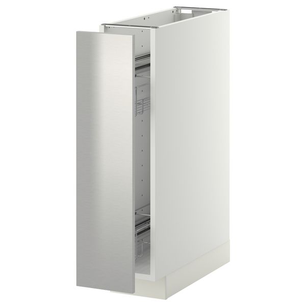 Напольный шкаф, выдвижной внутрений элемент МЕТОД, белый, Гревста нержавеющ сталь (20x60 см) - схема-чертеж с размерами