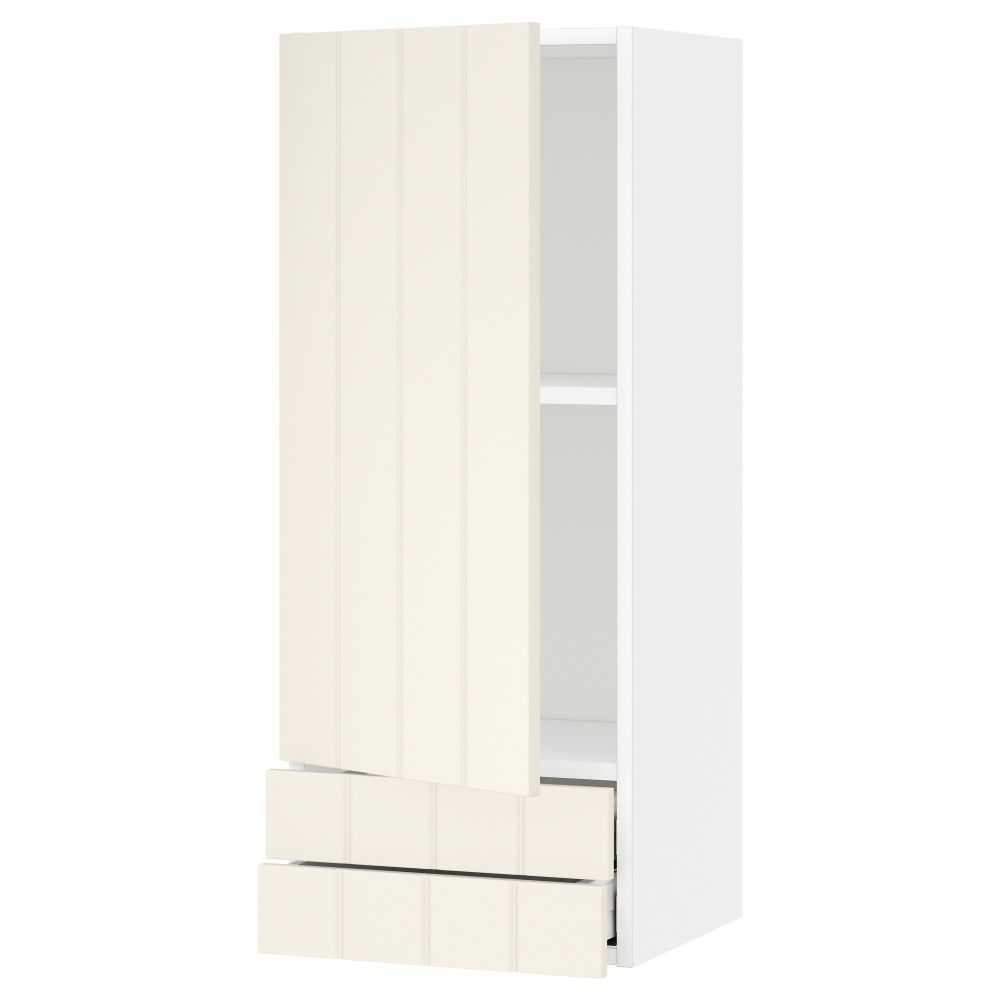 Навесной шкаф с дверцей, 2 ящика МЕТОД / МАКСИМЕРА, белый, Хитарп белый с оттенком - схема-чертеж с размерами