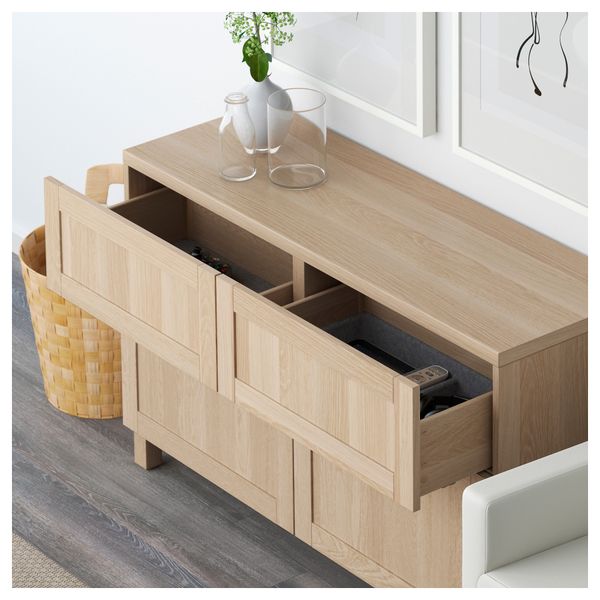 Комбинация для хранения с дверцами, ящиками БЕСТО, Ханвикен под беленый дуб (120x40x74 см) - фото 3