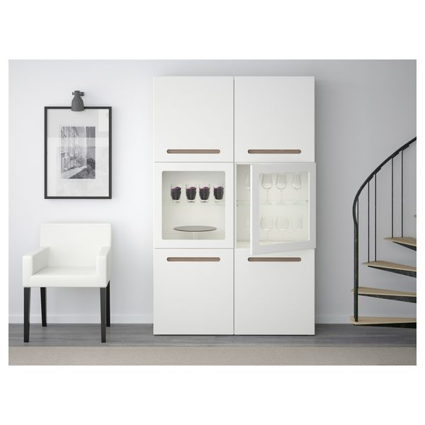 Комбинация для хранения со стеклянными дверцами БЕСТО, Марвикен белый прозрачное стекло (120x40x192 см) - фото 2