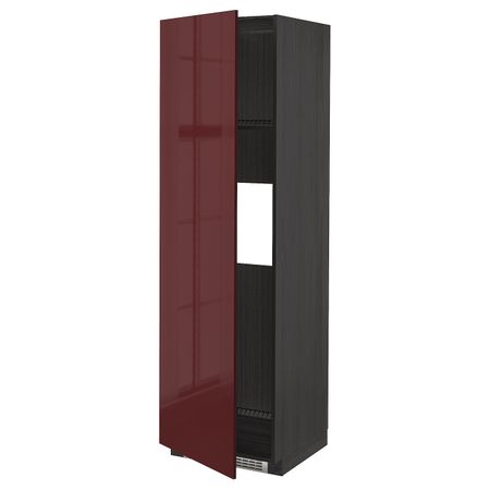 Высокий шкаф для холодильника или морозильника, с дверц, черный Калларп/глянцевый темный красно-коричневый 60x60x200 см IKEA