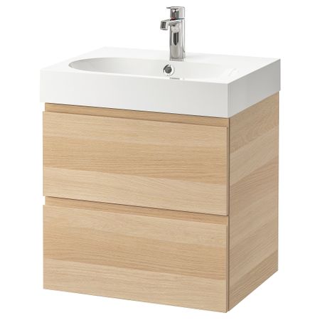 Шкаф для раковины с 2 ящиками, 61x49x68 cm IKEA BRÅVIKEN БРОВИКЕН, GODMORGON ГОДМОРГОН 492.923.61