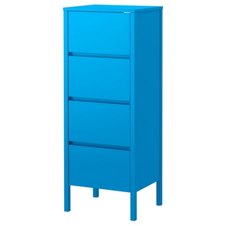 Комод с 4 ящиками НОРДЛИ, синий (48x125 см)