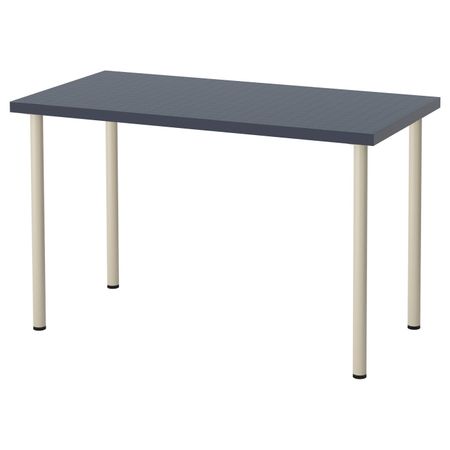 Стол, геометрический синий, бежевый, 120x60 см IKEA ЛИННМОН / АДИЛЬС 592.141.55