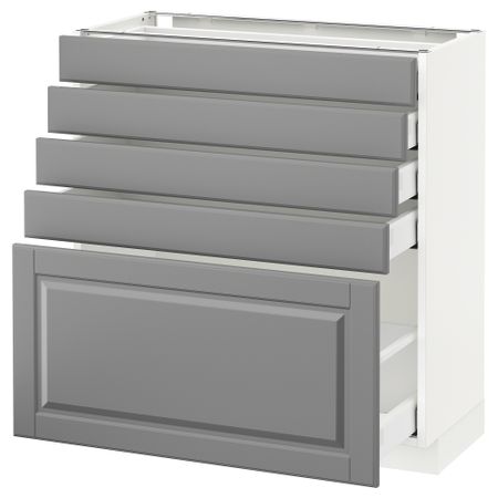 Напольный шкаф с 5 ящиками МЕТОД / МАКСИМЕРА, белый, Будбин серый