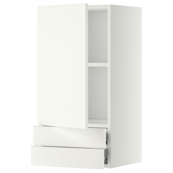 Навесной шкаф с дверцей, 2 ящика МЕТОД / ФОРВАРА, белый, Хэггеби белый - фото 1
