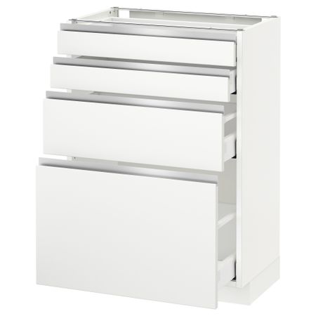 Напольный шкаф 4 фронтальных панели, 4 ящика МЕТОД / МАКСИМЕРА, белый, Нодста белый