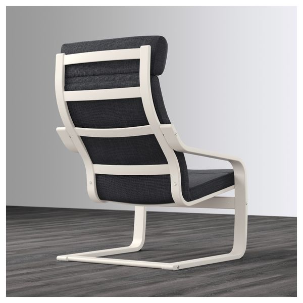 Кресло ПОЭНГ, белый, Хилларед антрацит - схема-чертеж с размерами