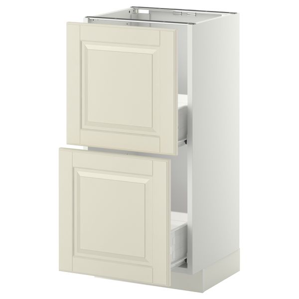 Напольный шкаф с 2 ящиками МЕТОД / ФОРВАРА, белый, Будбин белый с оттенком - схема-чертеж с размерами