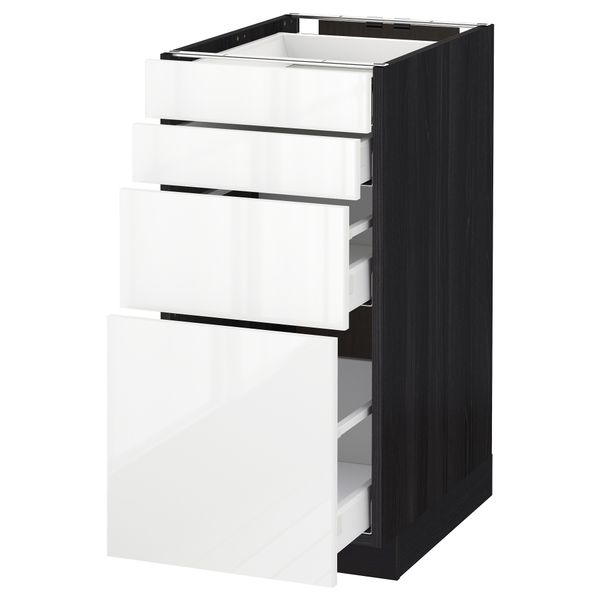 Напольный шкаф 4 фронтальных панели, 4 ящика МЕТОД / МАКСИМЕРА, черный, Рингульт белый - схема-чертеж с размерами