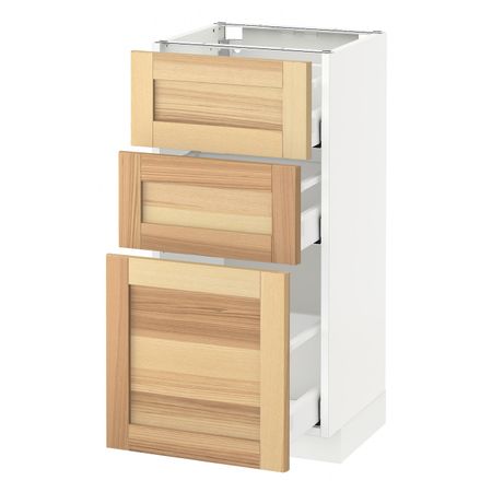 Напольный шкаф с 3 ящиками, белый/Торхэмн ясень 40x37 см IKEA METOD МЕТОД / MAXIMERA МАКСИМЕРА 592.361.43