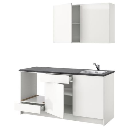 Кухня, 180x61x220 см, глянцевый, белый IKEA KNOXHULT КНОКСХУЛЬТ 993.933.10