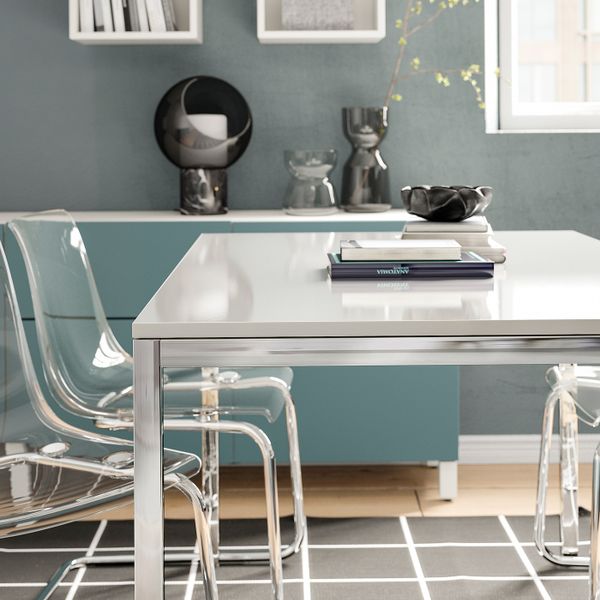 Стол, хромированный/глянцевый белый 135x85 см IKEA TORSBY ТОРСБИ 692.271.76 - фото 3