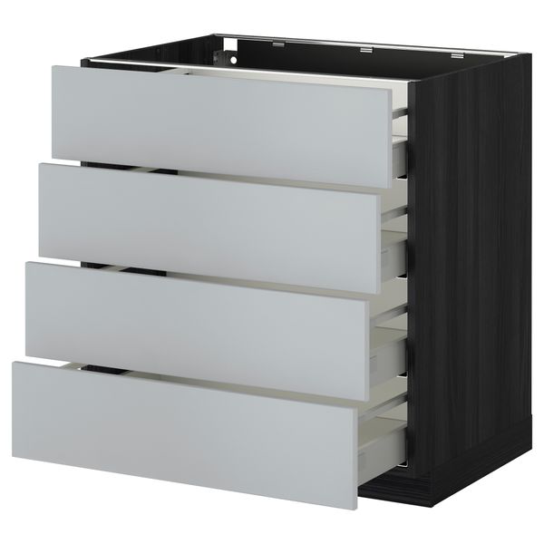 Напольный шкаф 4 фронтальных панели, 4 ящика МЕТОД / МАКСИМЕРА, черный, Веддинге серый - схема-чертеж с размерами