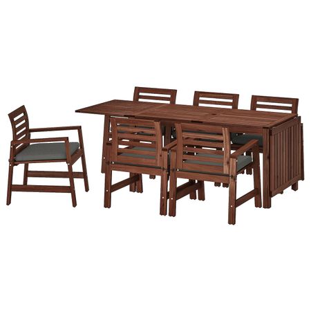 Стол + 6 кресел,д/сада, коричневая морилка/ФРЁСЁН/ДУВХОЛЬМЕН темно-серый IKEA ЭПЛАРО 592.920.11