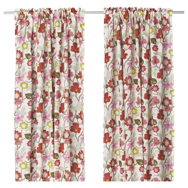 Гардины, 1 пара ФЛИКНЭВА, цветы (145x270 см) - схема-чертеж с размерами